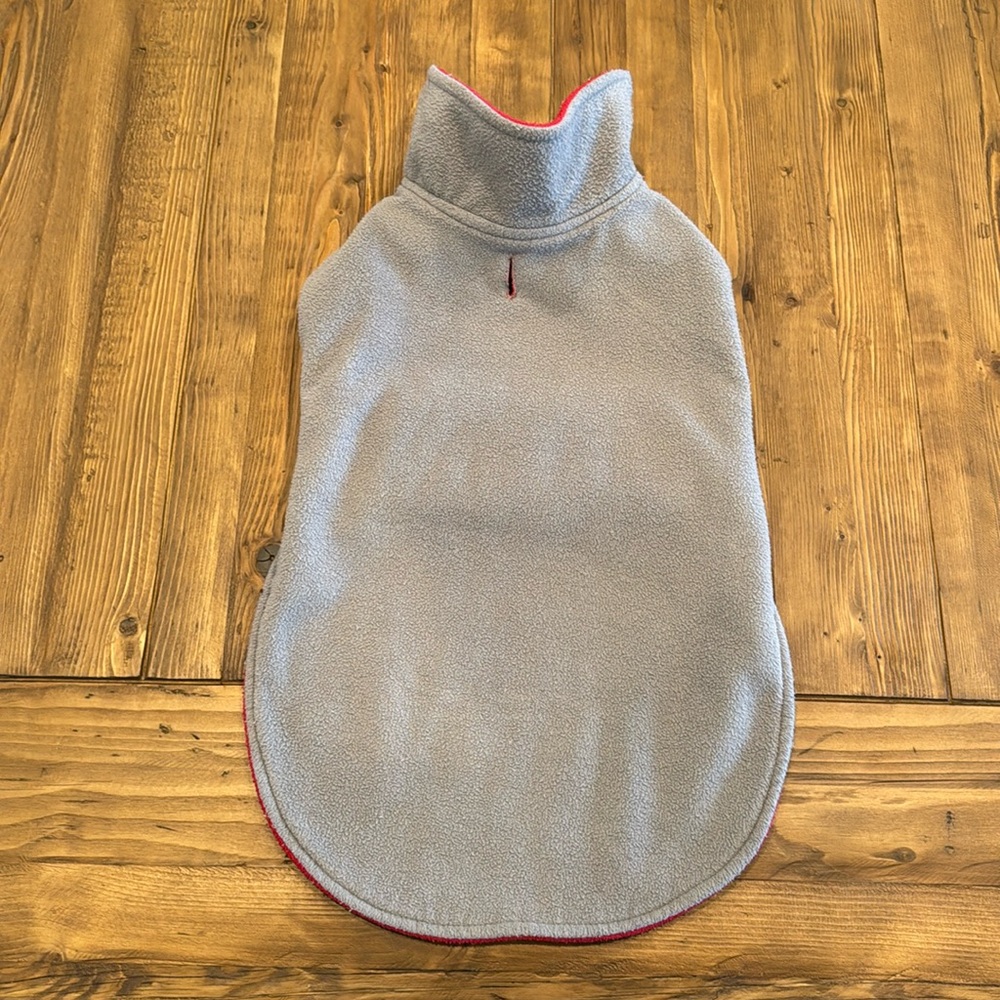 Dog Fleece Grey Red Reversible Jacket Coat